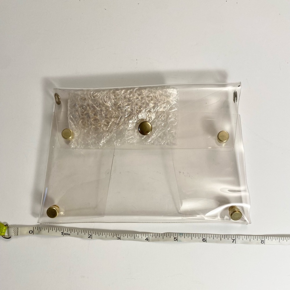 NEW! Clear Transparent Cross-Body Clutch w Gold Chain - Picture 7 of 12